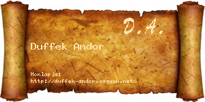 Duffek Andor névjegykártya