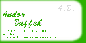 andor duffek business card